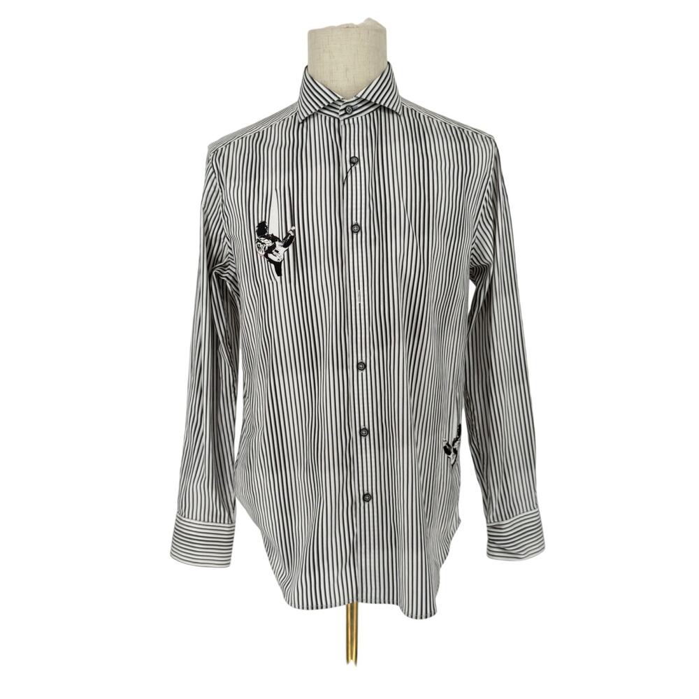 Robert Graham Woven Button Front Long Sleeve Shirt Rock Band Guitarist Print M
